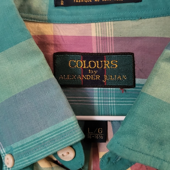 Alexander Julian Colours Green Plaid Dress Shirt | Size Large - Picture 5 of 6